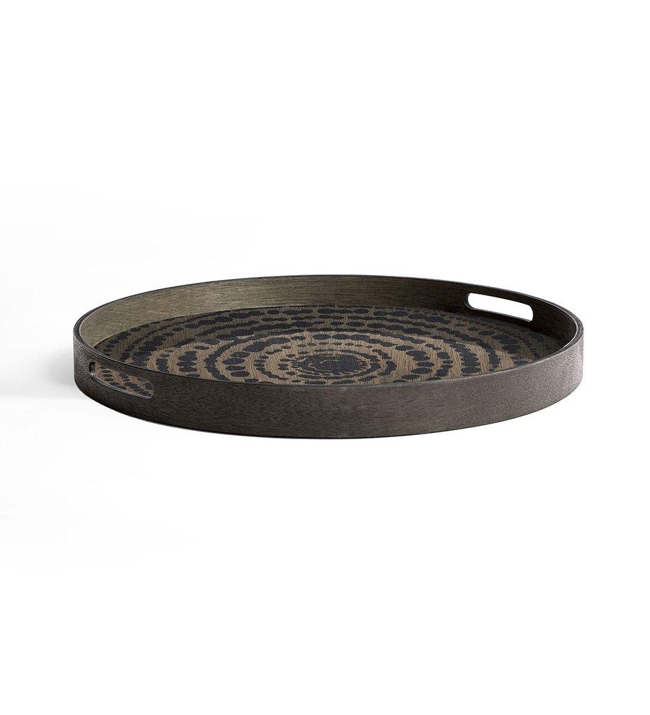 Black Beads Wooden Tray - Round - S