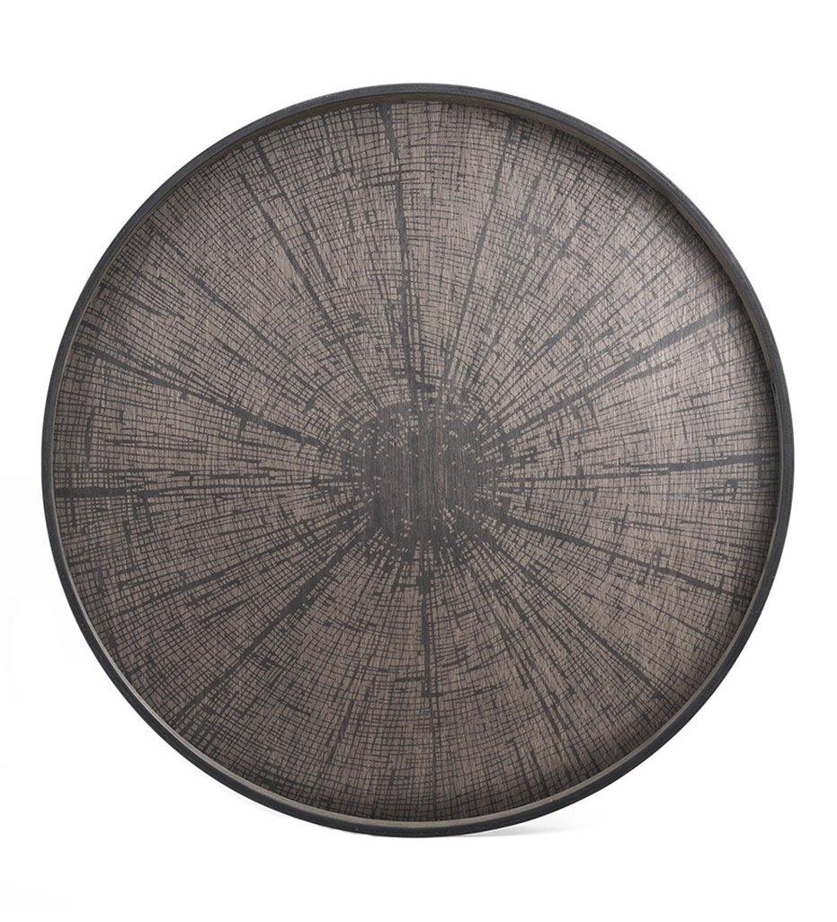 Black Slice Wooden Tray - Round - XL