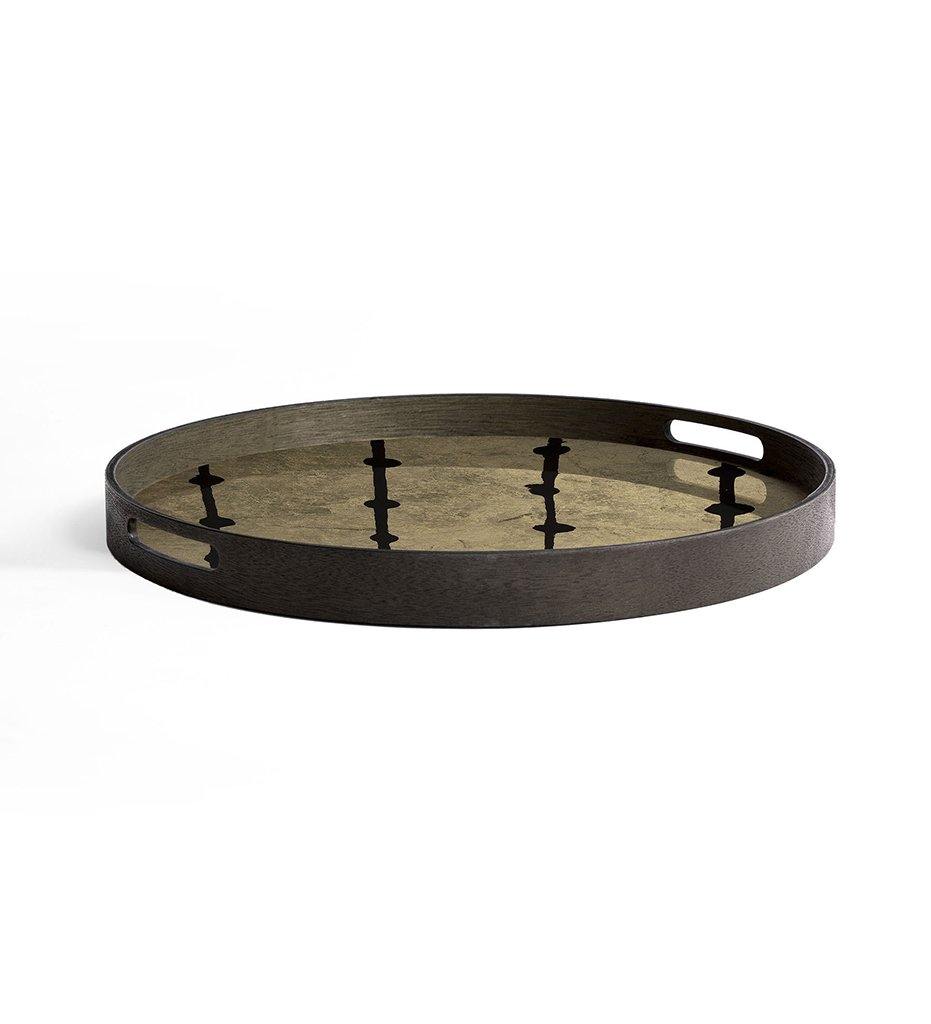 Brown Dots Glass Tray - Round - S