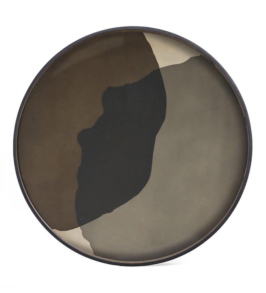 Graphite Combined Dots Glass Tray - Round - XL