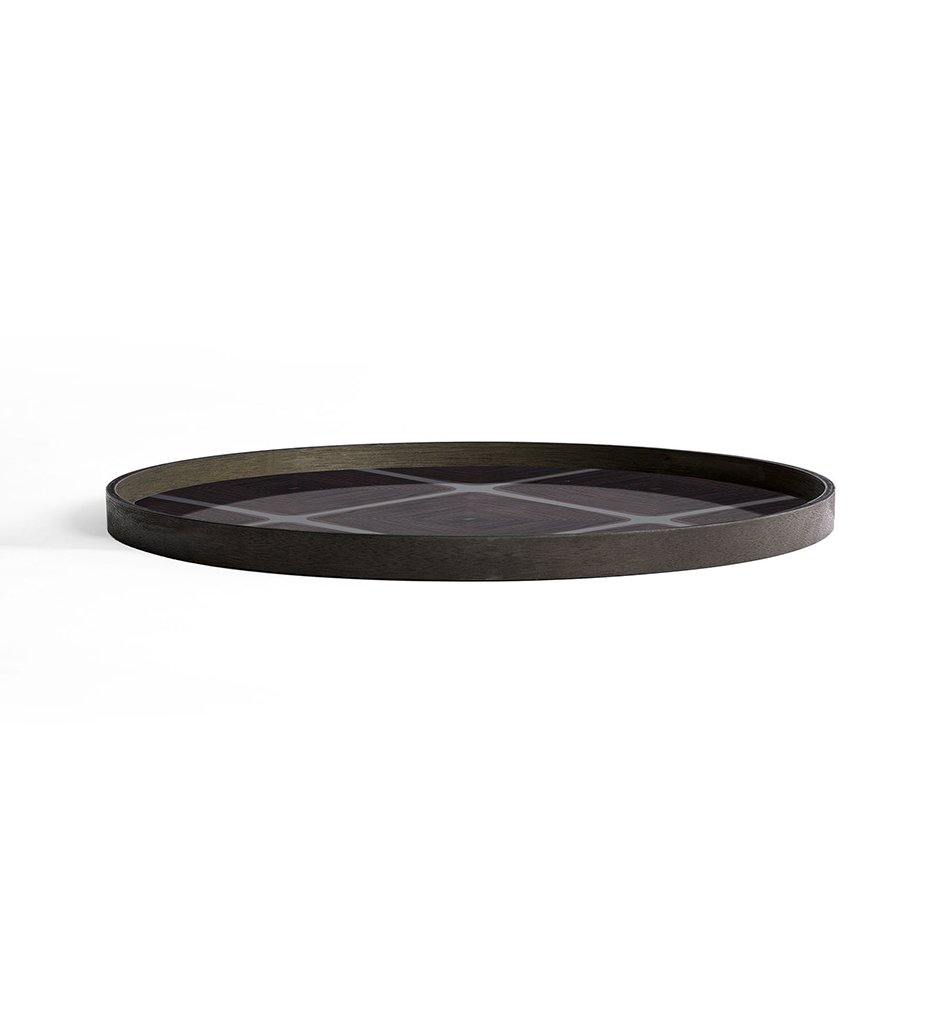 Slate Linear Squares Glass Tray - Round - XL