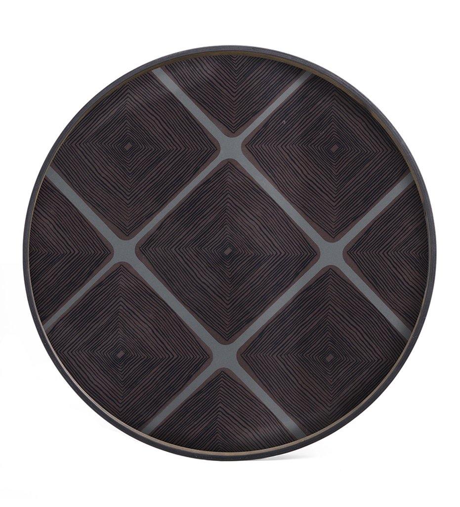 Slate Linear Squares Glass Tray - Round - XL