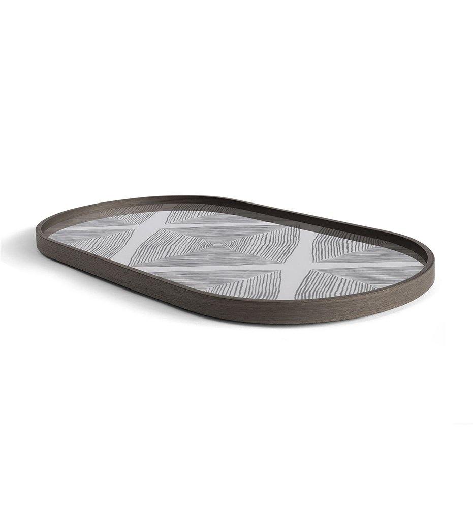 Slate Linear Squares Glass Tray - Oblong - M