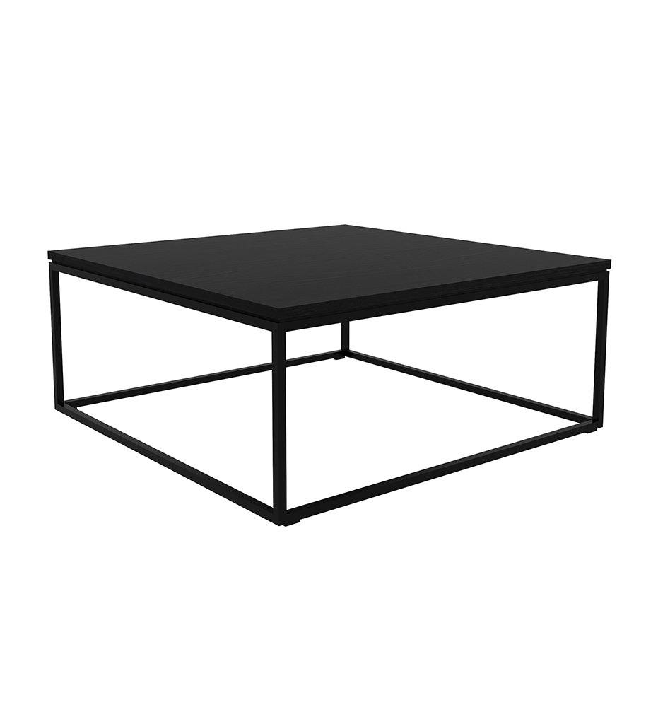 Oak Thin Black Coffee Table - Square