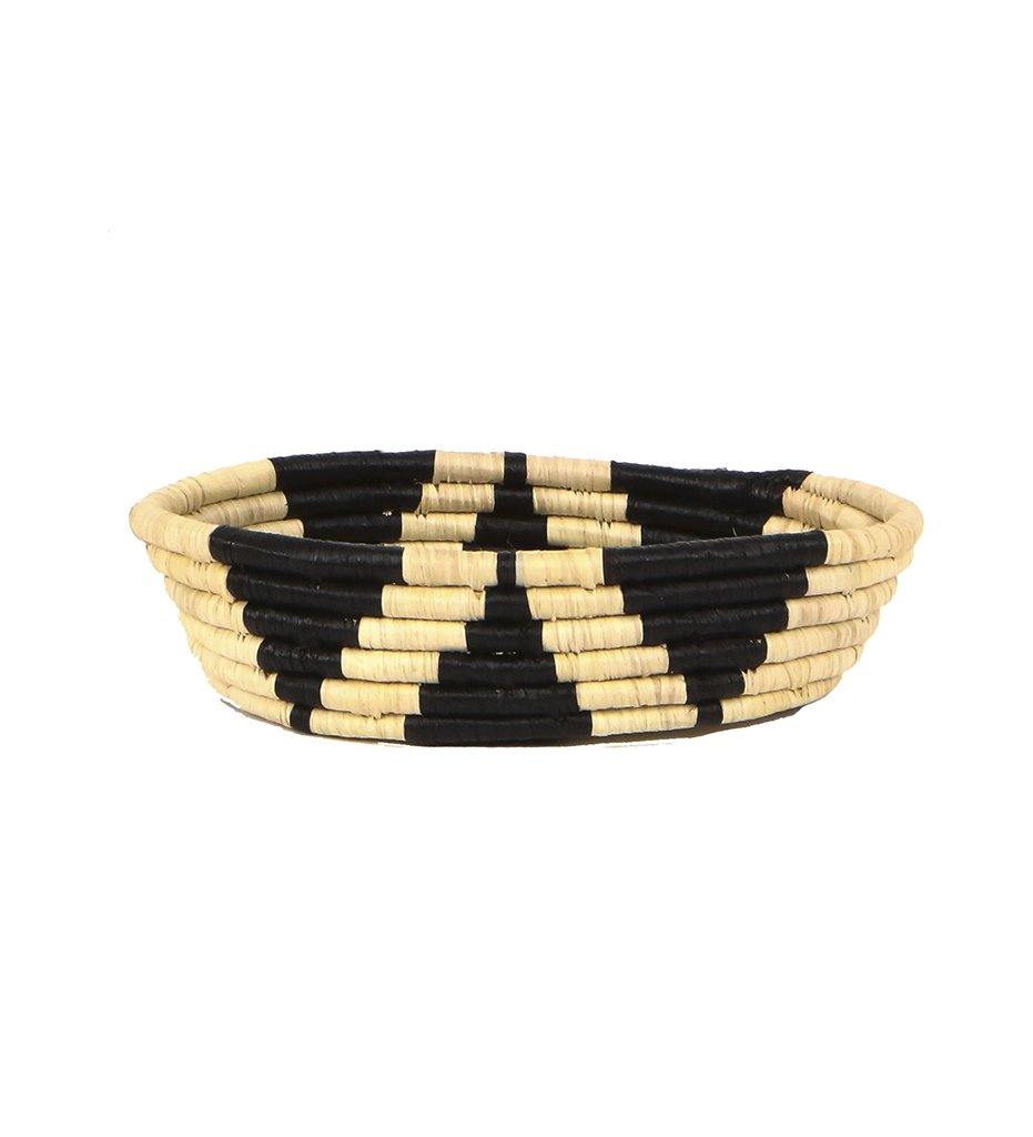 Black and Natural Petite Oval Basket