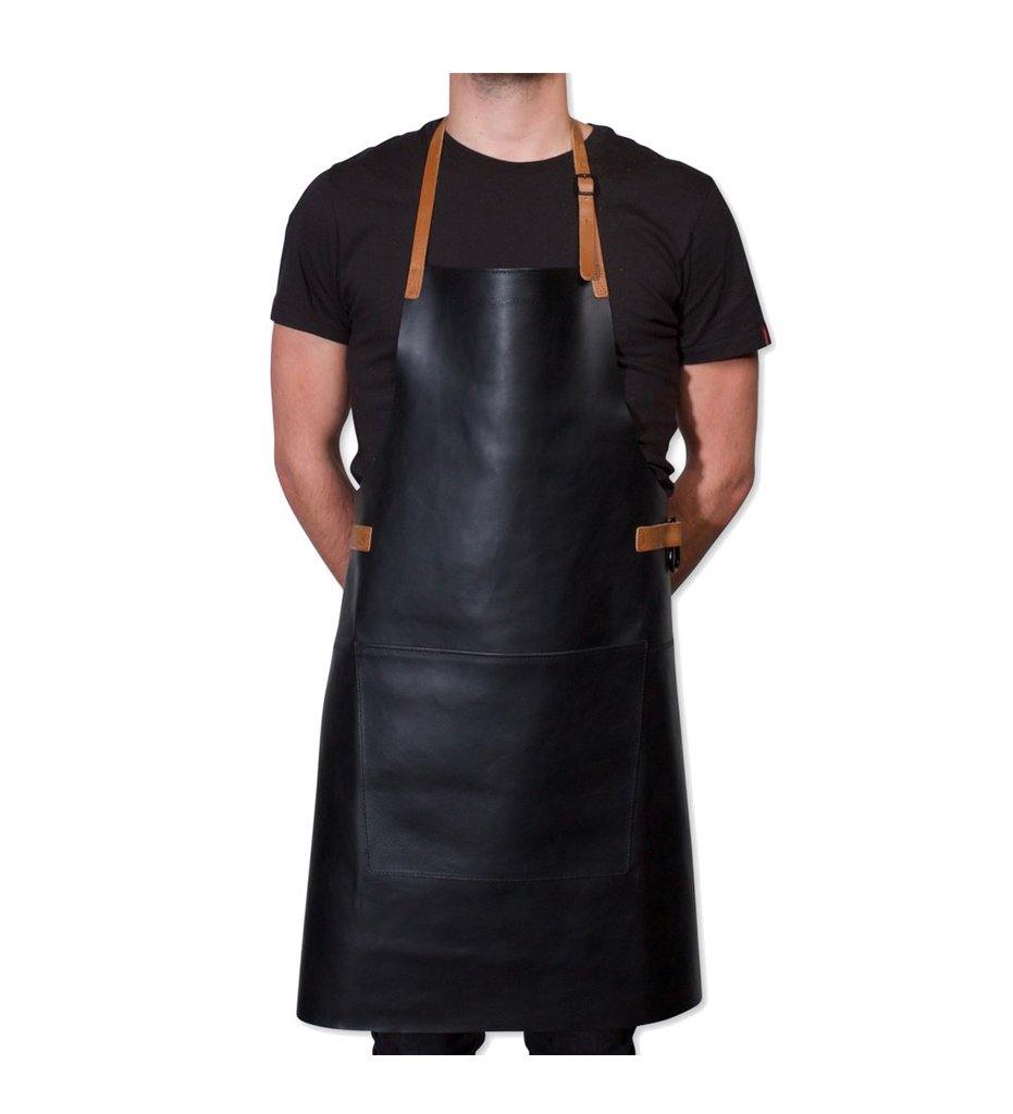 Kiss That Frog Dutchdeluxes Full Length BBQ Style Black with Cognac Straps &quot;Amazing Apron&quot;