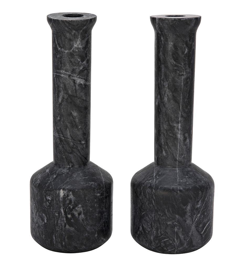 Markos Decorative Candle Holder, Set of 2 - Black Marble