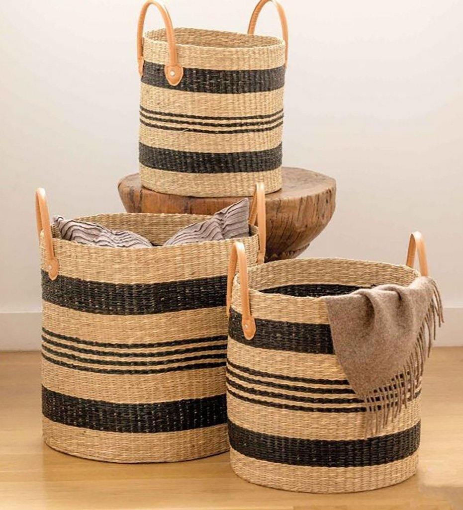  lifestyle, Pigeon and Poodle Hudson Tall Striped Basket