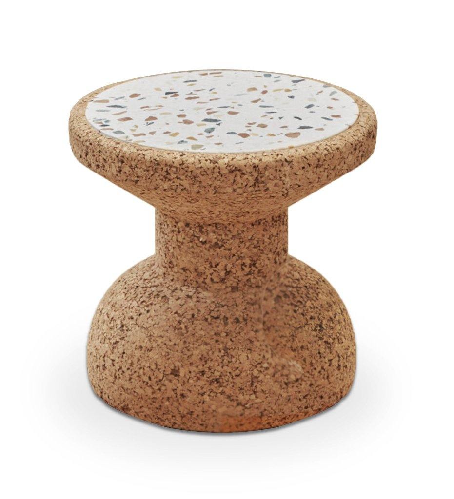Wiid African Cork Side Table with Inlay - Shape Two / Dark Facade with Granite Inlay