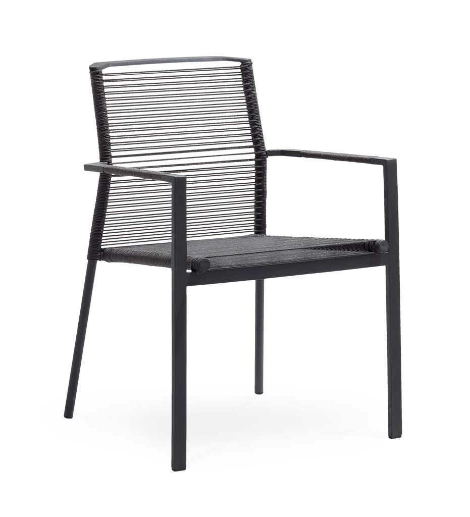 Cane-line Edge Outdoor Anhtracite Rope Dining Arm Chair 5404RAG