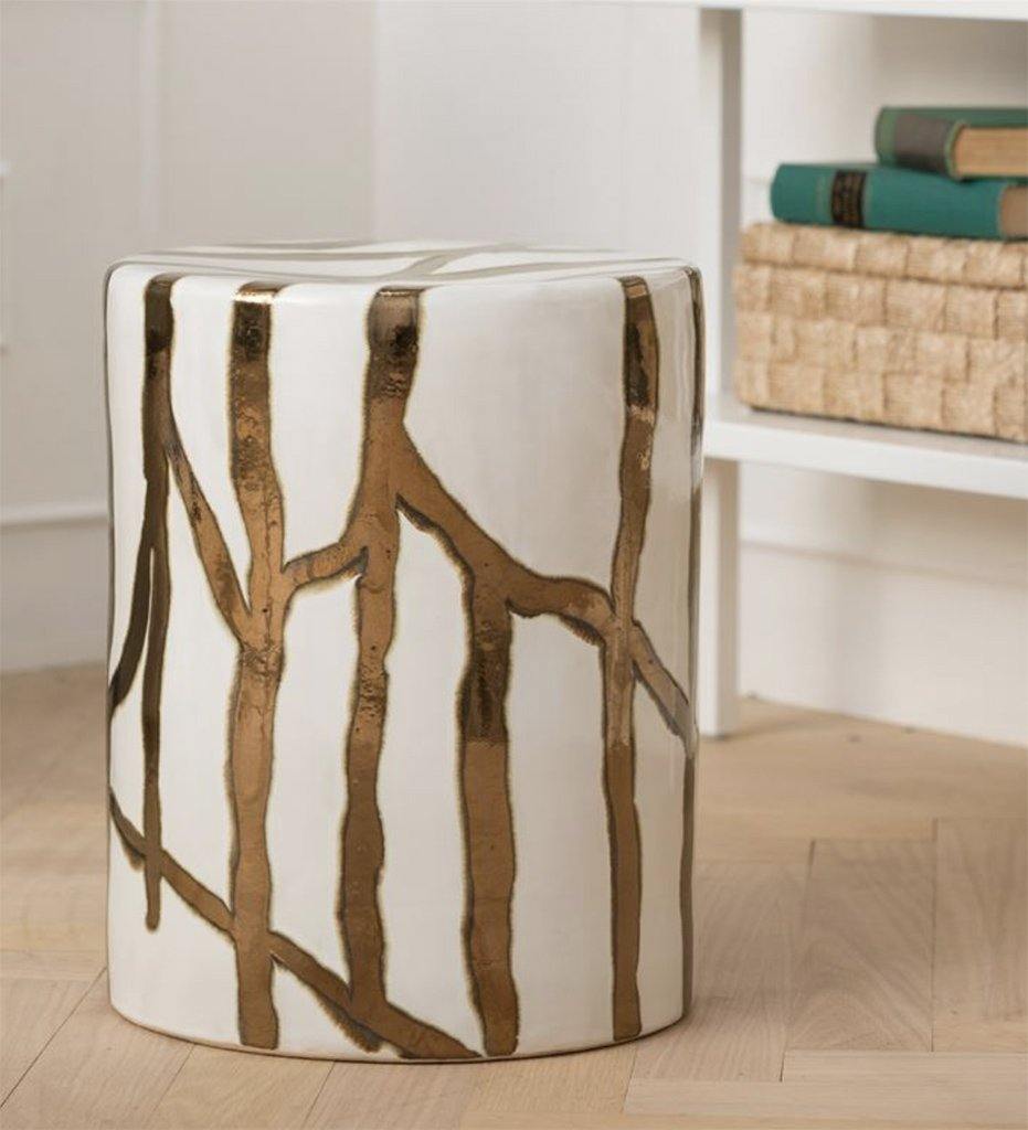 Made Goods Willow Ceramic Stool,image:MSG White Blue # WILLOW