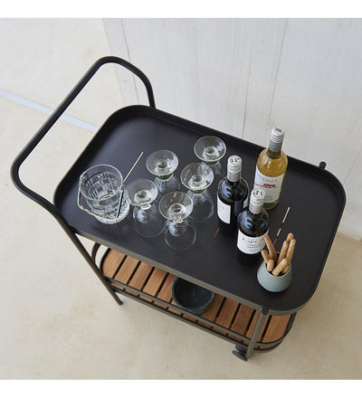 lifestyle, Cane-Line Outdoor Roll Bar Trolley with Teak Tray