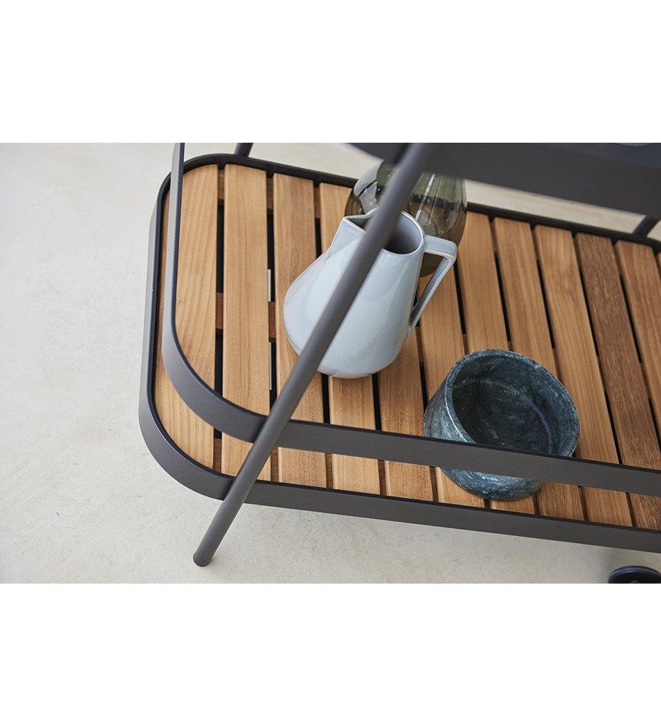 lifestyle, Cane-Line Outdoor Roll Bar Trolley with Teak Tray